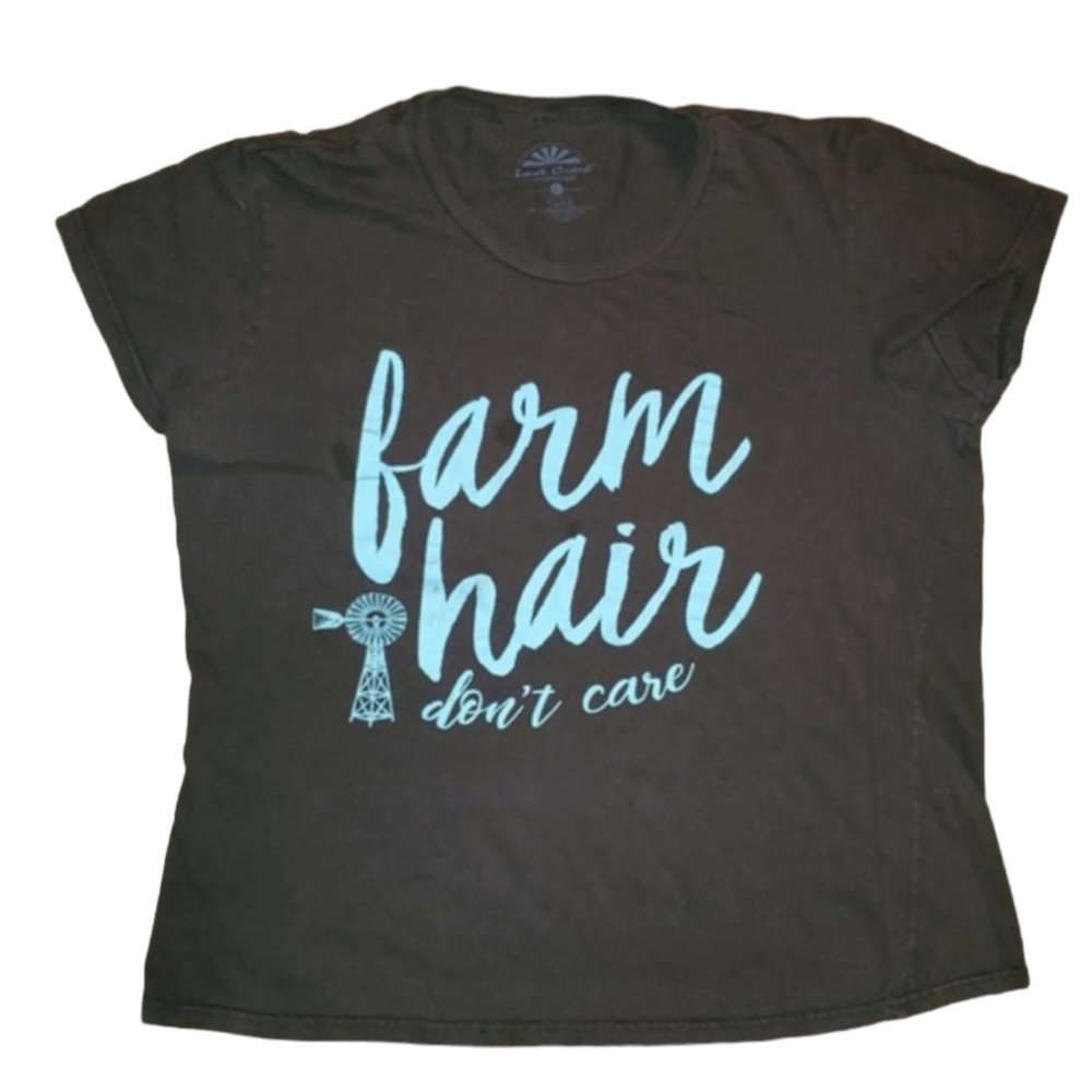 LOST CREEK OUTFITTERS Farm Hair Don’t Care Tee Shirt Top Cotton Women’s Large